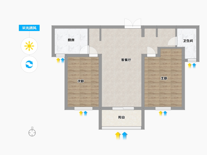 江苏省-淮安市-东湖怡景苑-71.70-户型库-采光通风