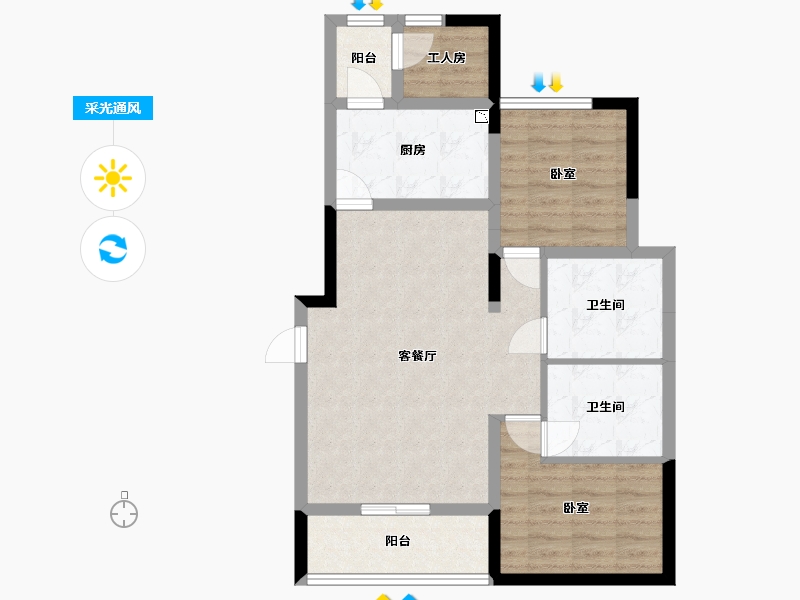 辽宁省-盘锦市-东方银座·中心城-73.81-户型库-采光通风