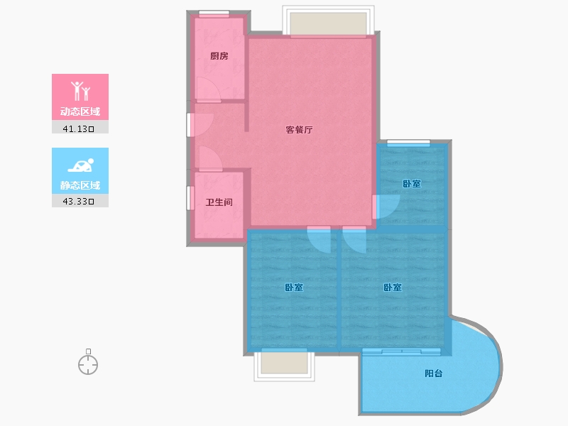 浙江省-杭州市-金隅观澜时代-76.71-户型库-动静分区