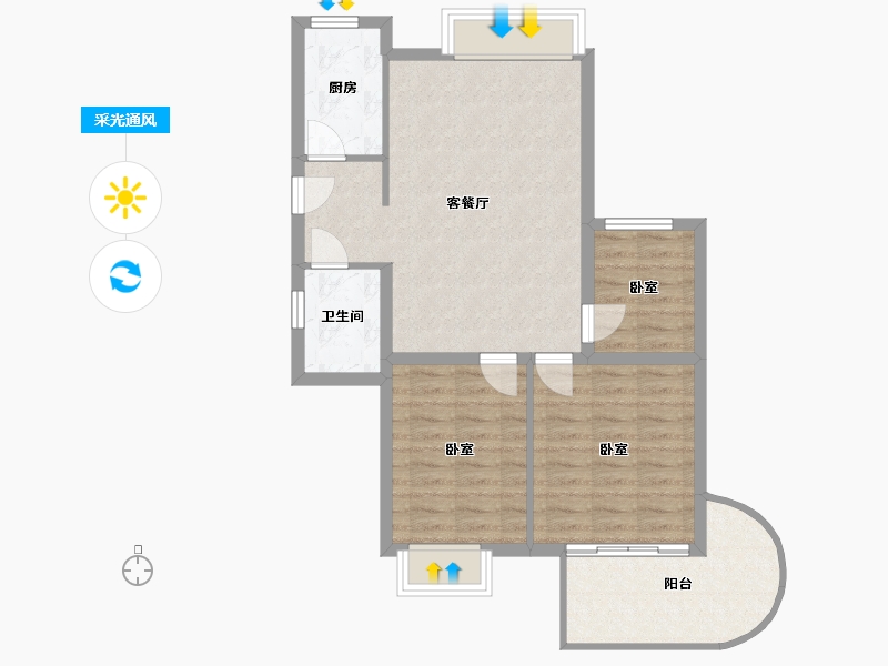 浙江省-杭州市-金隅观澜时代-76.71-户型库-采光通风