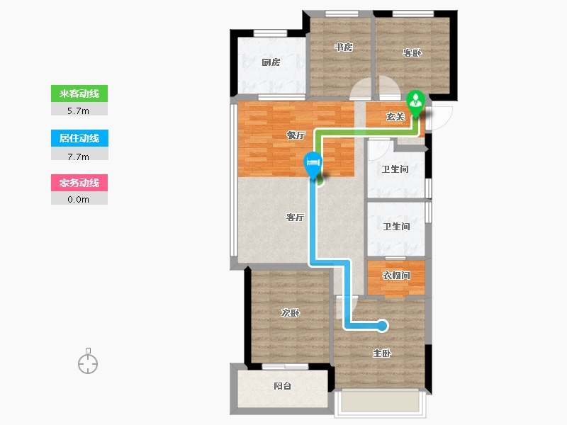 浙江省-杭州市-滨江沁语晓庭-87.10-户型库-动静线