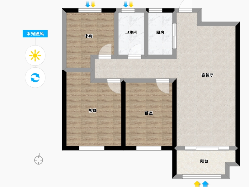 安徽省-淮南市-海创 ·上郑广场-79.14-户型库-采光通风