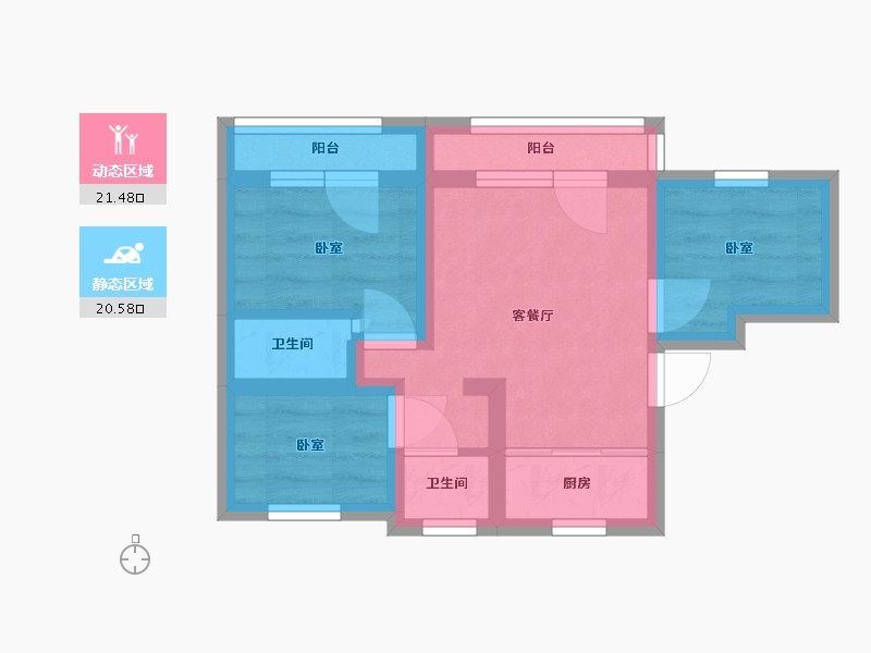 辽宁省-盘锦市-欢乐颂-34.89-户型库-动静分区