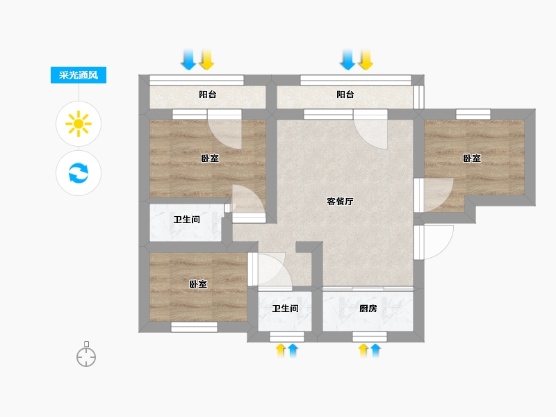 辽宁省-盘锦市-欢乐颂-34.89-户型库-采光通风