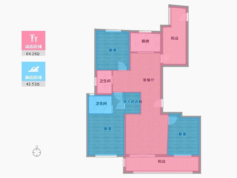 浙江省-温州市-江山壹号-96.00-户型库-动静分区