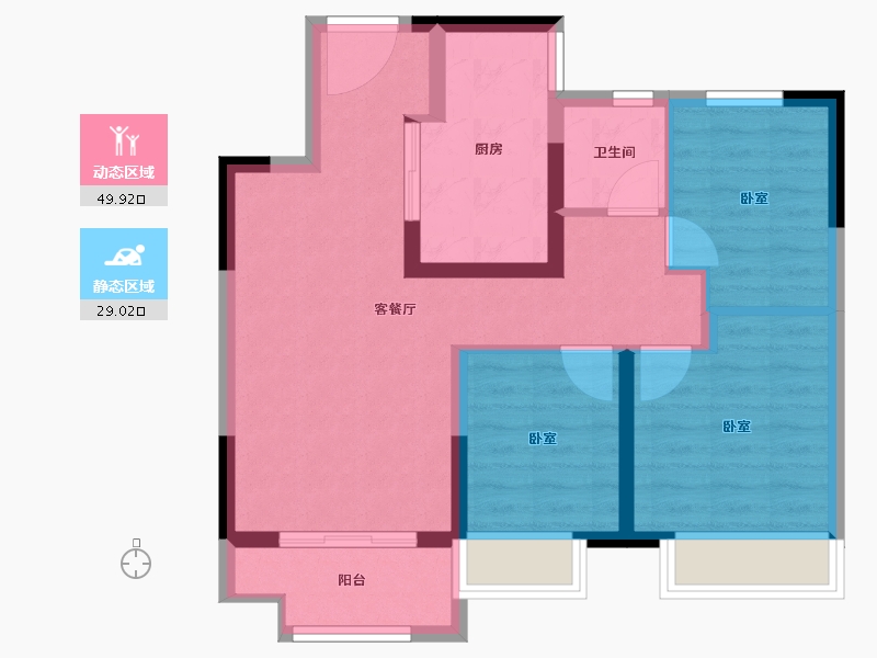 江苏省-南京市-滨江孔雀城-70.00-户型库-动静分区