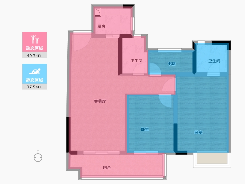 浙江省-金华市-武义中梁华董壹号院-77.00-户型库-动静分区