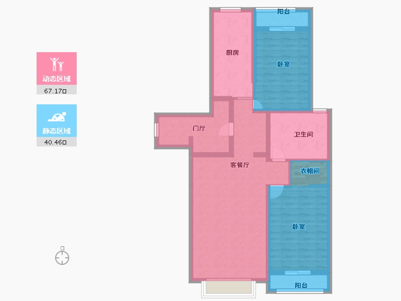 新疆维吾尔自治区-乌鲁木齐市-绿城·百合公寓三期-95.03-户型库-动静分区