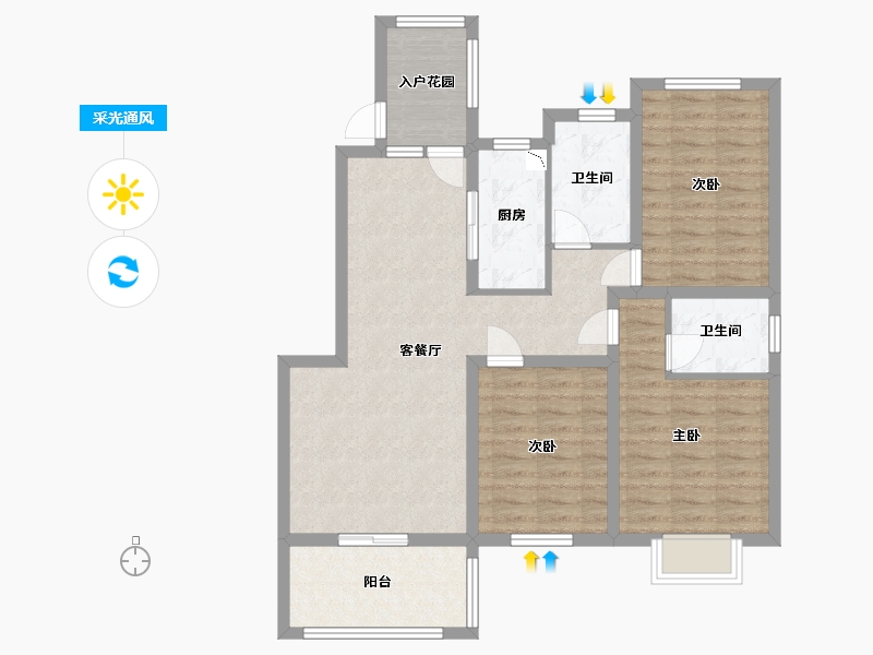 江苏省-淮安市-华惠名苑-91.39-户型库-采光通风