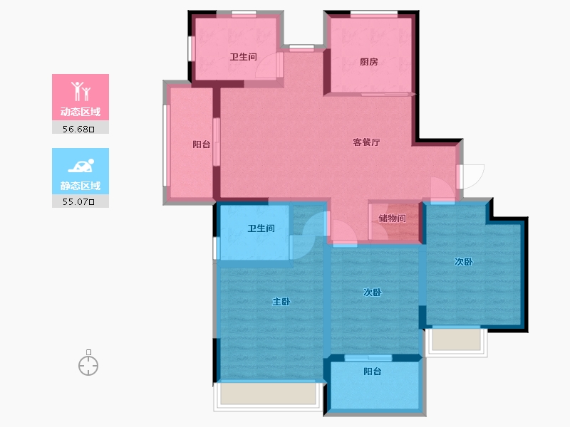 江苏省-盐城市-翰庭雅苑-98.97-户型库-动静分区