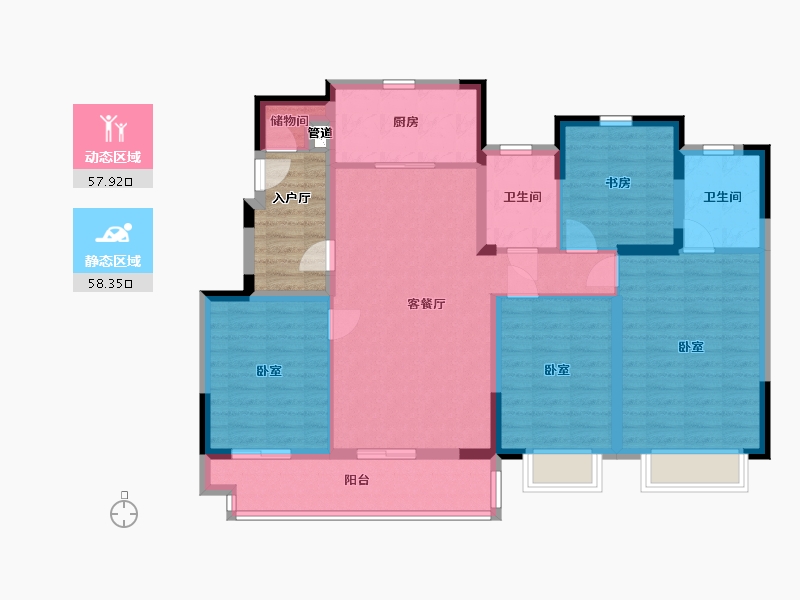 浙江省-宁波市-华鸿大发誉林府-110.01-户型库-动静分区