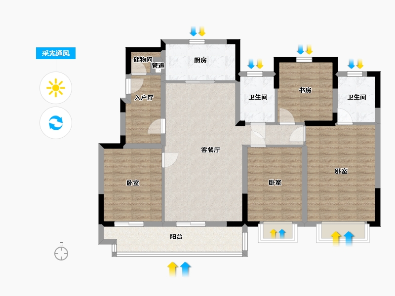 浙江省-宁波市-华鸿大发誉林府-110.01-户型库-采光通风