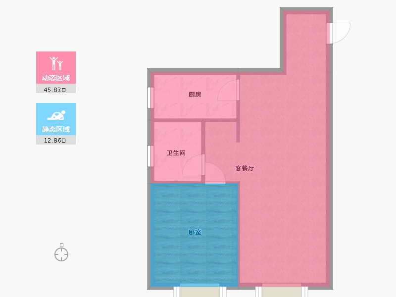 辽宁省-盘锦市-蓝色康桥E区·炫领域-53.34-户型库-动静分区