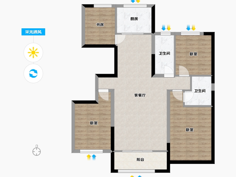 宁夏回族自治区-银川市-北塔书院-99.44-户型库-采光通风