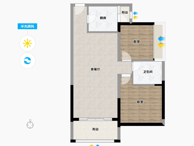 江苏省-泰州市-茂业天地-77.99-户型库-采光通风