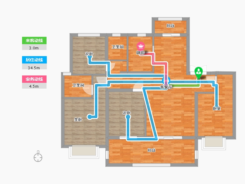 江苏省-南通市-如东中南漫悦湾-108.00-户型库-动静线