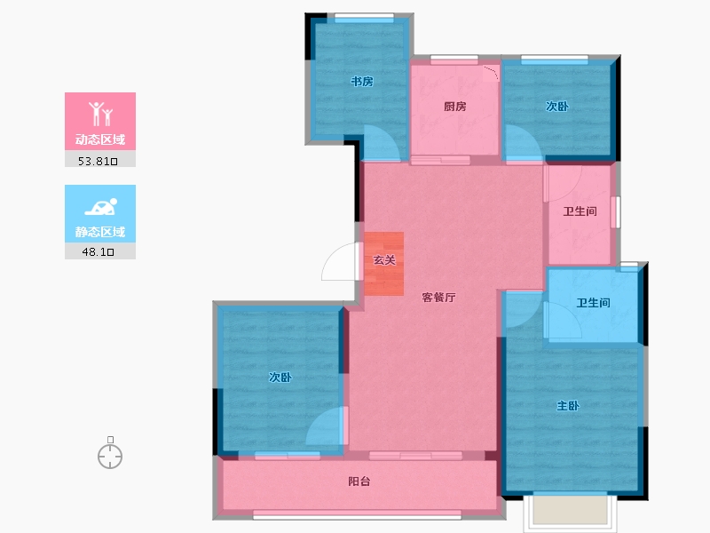 浙江省-台州市-万科十里观邸-91.58-户型库-动静分区