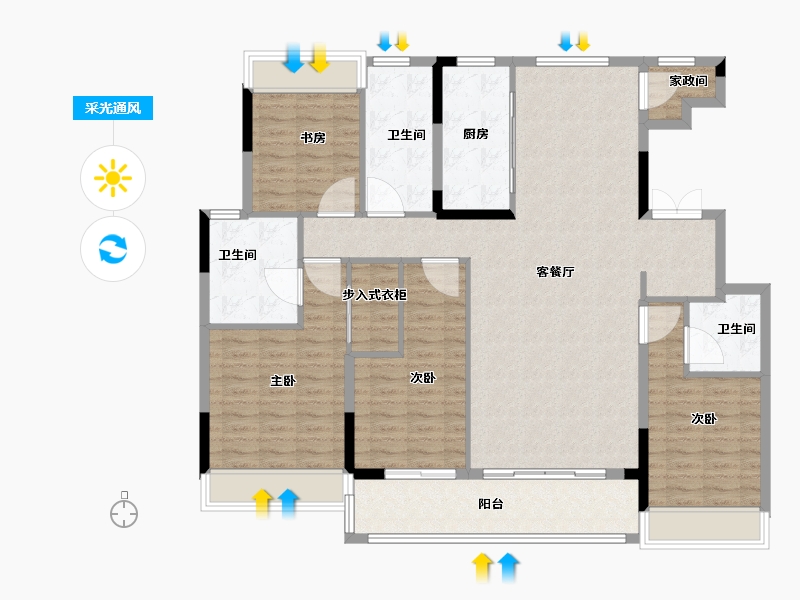 江苏省-徐州市-楚河·金茂府-139.19-户型库-采光通风