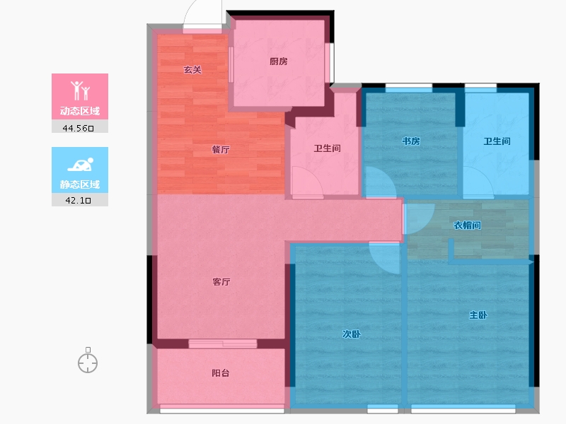 浙江省-杭州市-滨江沁语晓庭-77.59-户型库-动静分区