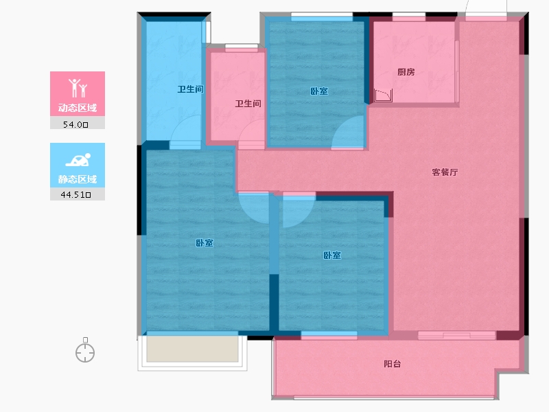 江苏省-泰州市-映月春风-88.00-户型库-动静分区