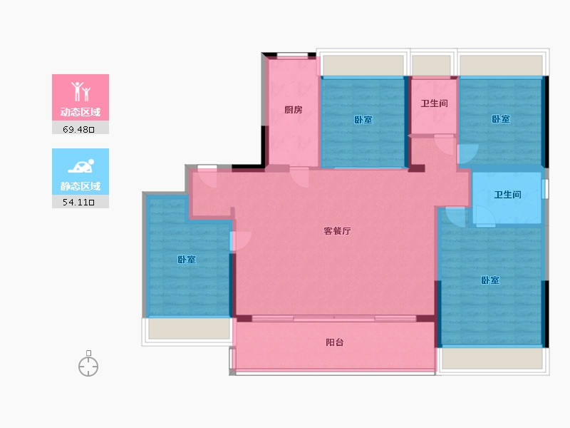 江苏省-苏州市-湖西上辰-112.00-户型库-动静分区