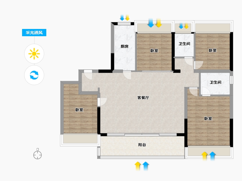 江苏省-苏州市-湖西上辰-112.00-户型库-采光通风