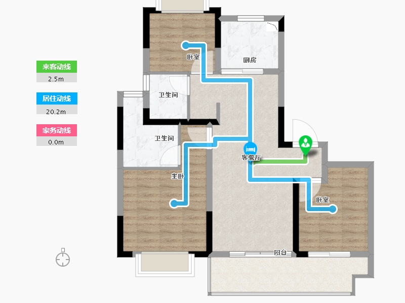 江苏省-泰州市-蓝光中天雍锦园-84.01-户型库-动静线