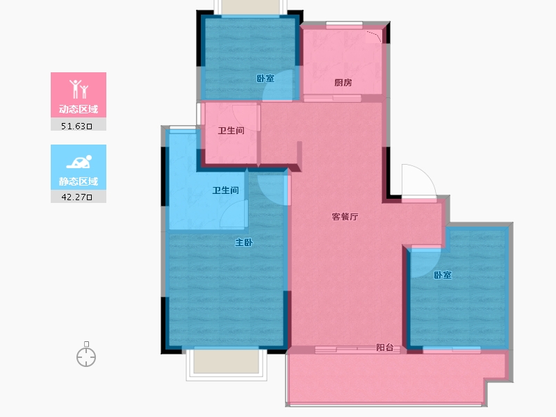 江苏省-泰州市-蓝光中天雍锦园-84.01-户型库-动静分区