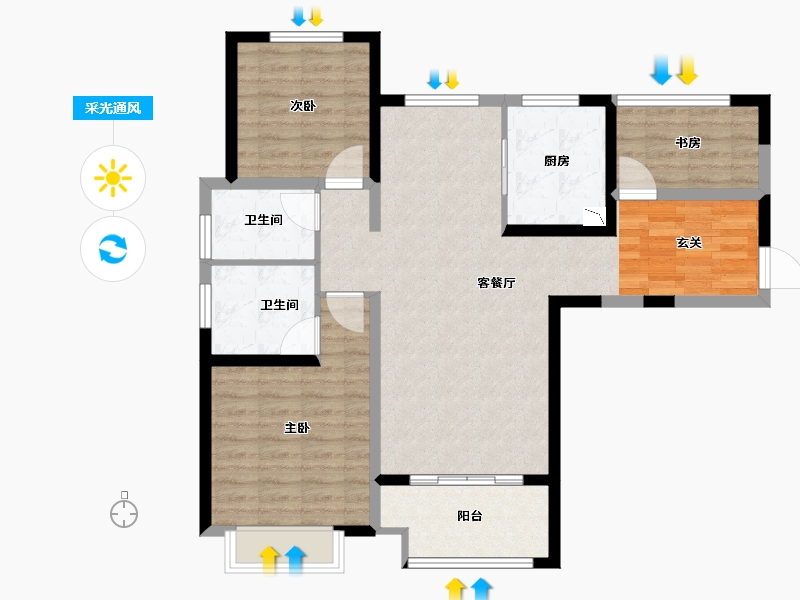 江苏省-无锡市-融侨观邸-92.00-户型库-采光通风