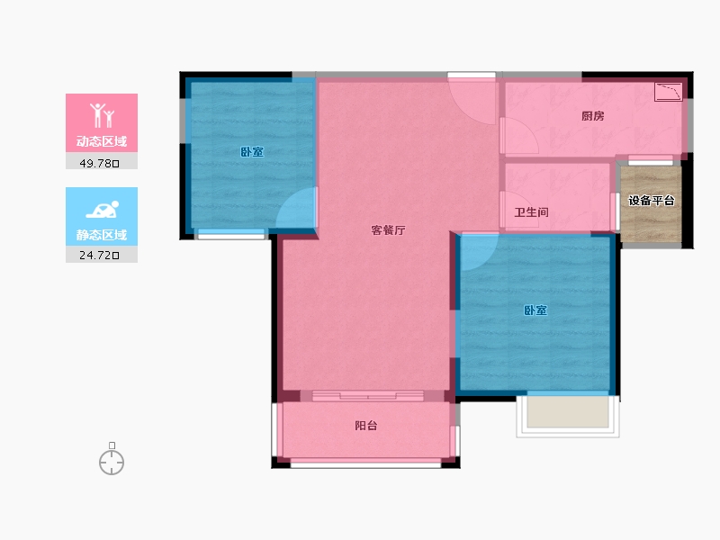 江苏省-泰州市-茂业天地-69.72-户型库-动静分区