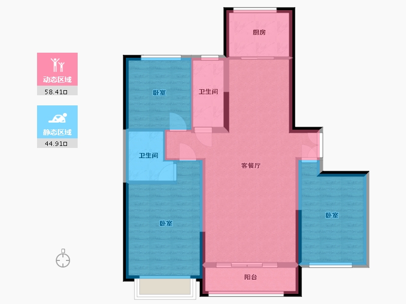 宁夏回族自治区-银川市-北塔书院-92.88-户型库-动静分区