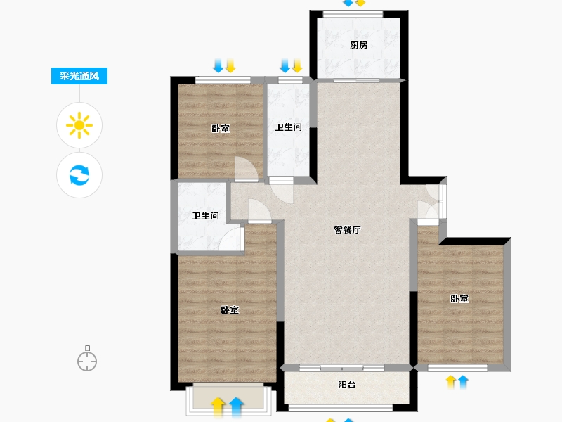 宁夏回族自治区-银川市-北塔书院-92.88-户型库-采光通风