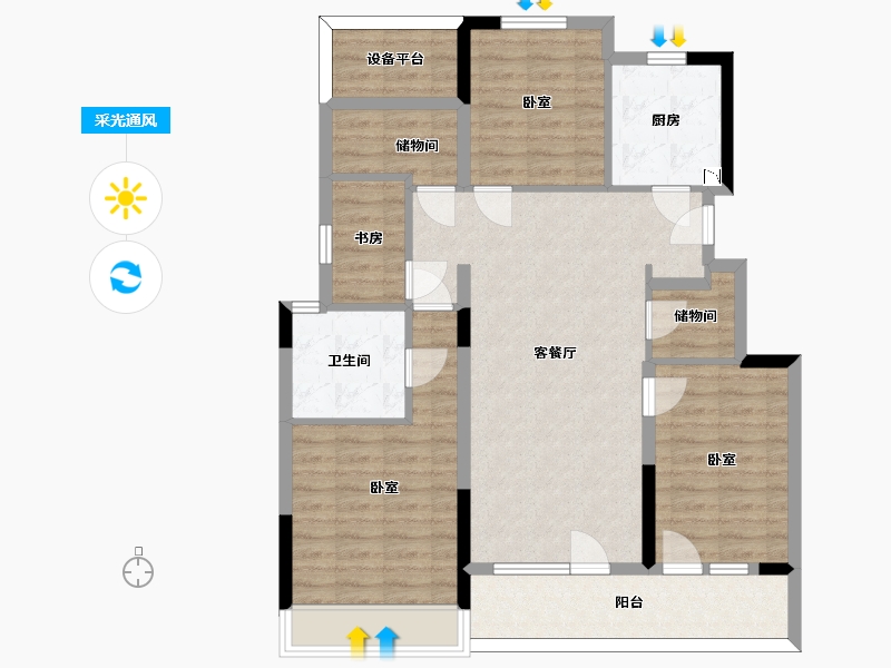 浙江省-杭州市-保利欣品华庭-99.11-户型库-采光通风