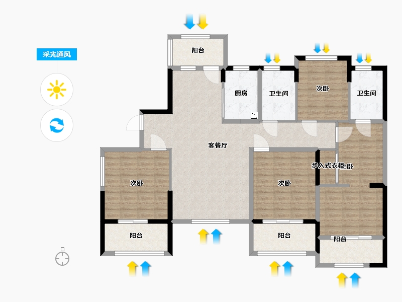 江苏省-盐城市-明新半岛花园-140.01-户型库-采光通风