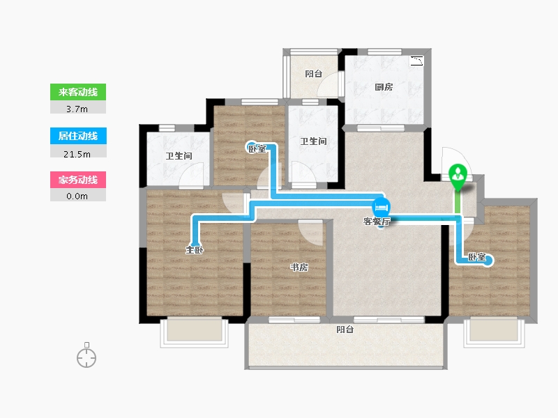 江苏省-泰州市-蓝光中天雍锦园-100.00-户型库-动静线