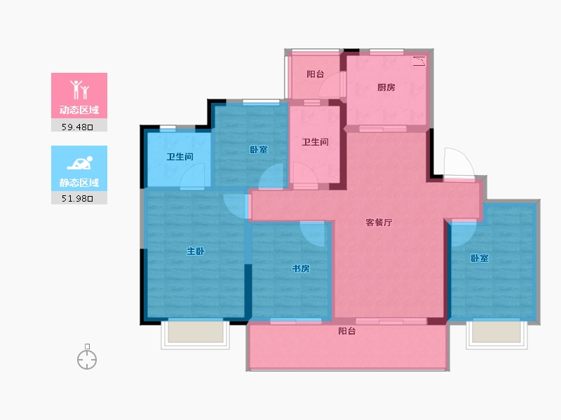 江苏省-泰州市-蓝光中天雍锦园-100.00-户型库-动静分区