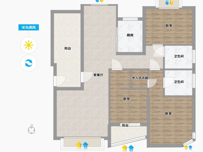 浙江省-温州市-嘉乐嘉华国际-111.00-户型库-采光通风