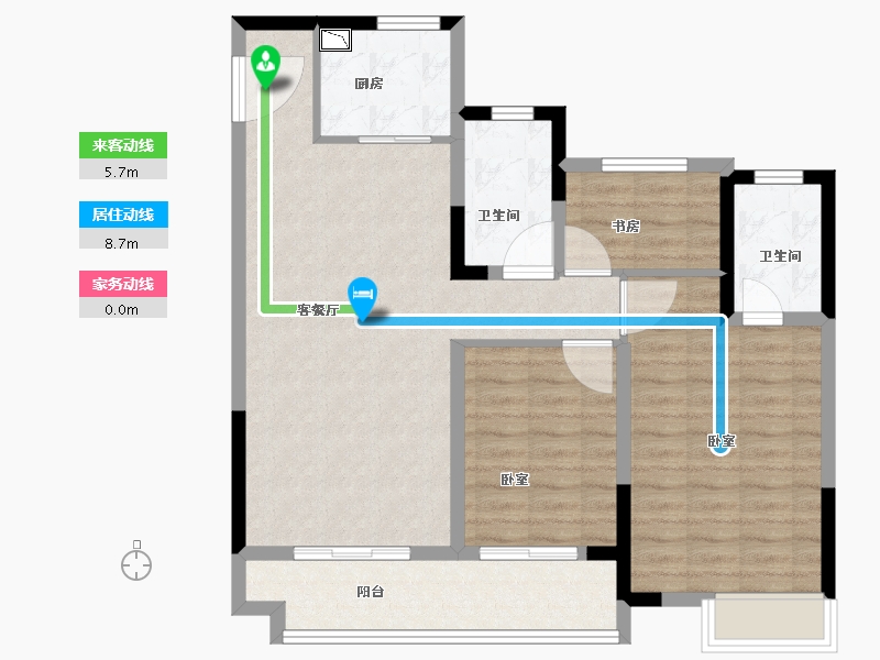 浙江省-金华市-武义中梁华董壹号院-90.00-户型库-动静线