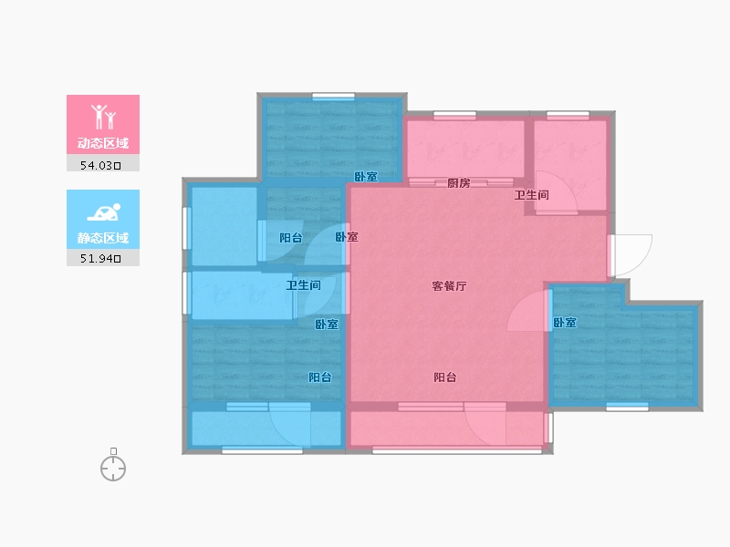 辽宁省-盘锦市-欢乐颂-94.00-户型库-动静分区