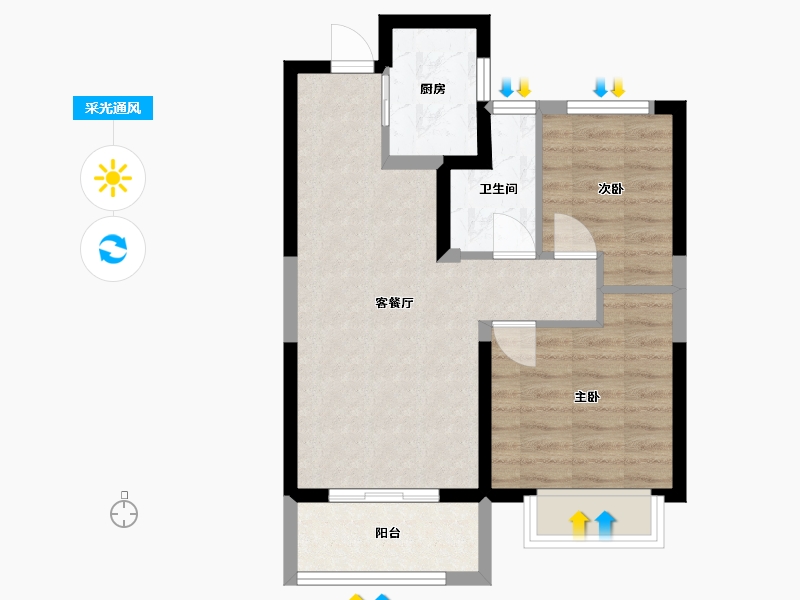 浙江省-温州市-融创翡翠海岸城-54.32-户型库-采光通风