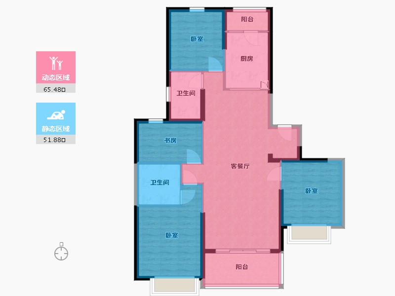 山西省-太原市-晋中恒大华府-105.66-户型库-动静分区