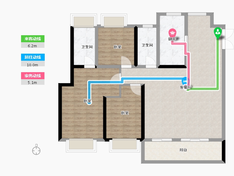 江苏省-扬州市-金奥文昌公馆·荣华-111.00-户型库-动静线