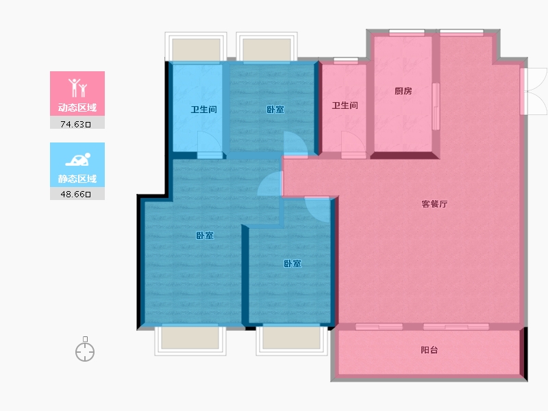 江苏省-扬州市-金奥文昌公馆·荣华-111.00-户型库-动静分区