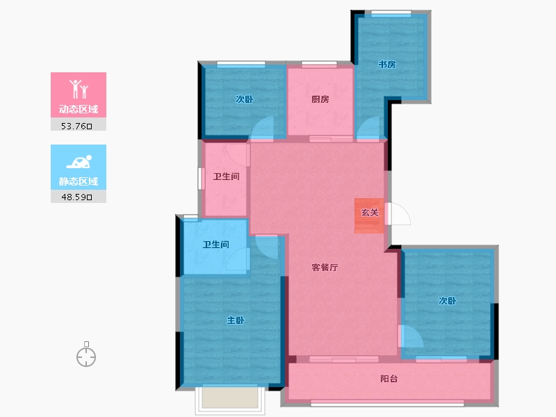 浙江省-台州市-万科十里观邸-91.82-户型库-动静分区