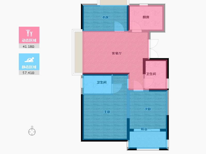 江苏省-淮安市-烨宸广场-88.51-户型库-动静分区