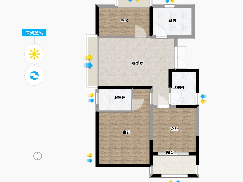 江苏省-淮安市-烨宸广场-88.51-户型库-采光通风