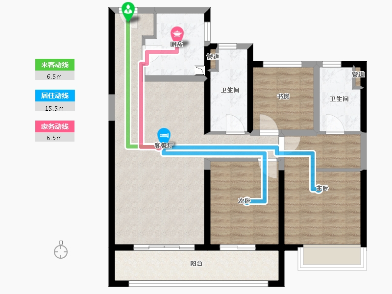 甘肃省-兰州市-富力兰州CBD-90.83-户型库-动静线