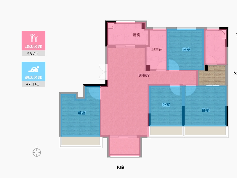 浙江省-金华市-保集禹洲保信花园-98.00-户型库-动静分区