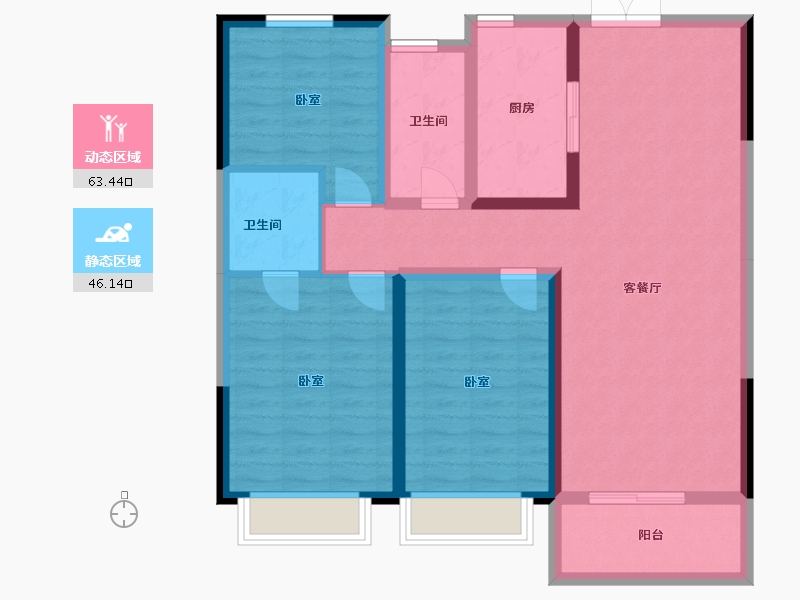 江苏省-扬州市-金奥文昌公馆·荣华-98.00-户型库-动静分区