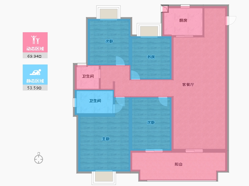 江苏省-南通市-上锦花园-110.99-户型库-动静分区